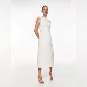 NEW WITH‎ TAGS Rachel Gilbert Beckett Feathered Dress Size 4